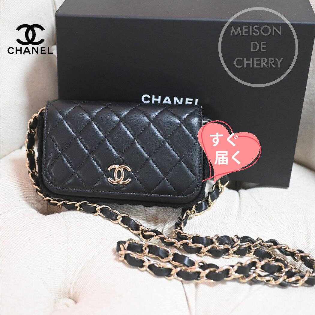 希少♡CHANEL フォンショルダー♡ブラック♡ラム
